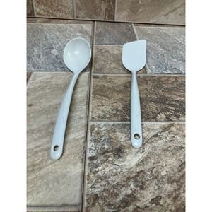 Copco White Melamine Kitchen Utensil Set Spoon and Spatula 2530-324 11.5 inch